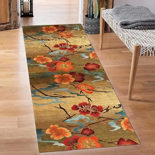 Vista 3 de Alfombra larga tradicional para pasillo, alfombra antideslizante para pasillo, cocina, entrada, longitud 3.3 ft, 4.9 ft, 6.6 ft, 8.2 ft, 11.5 ft