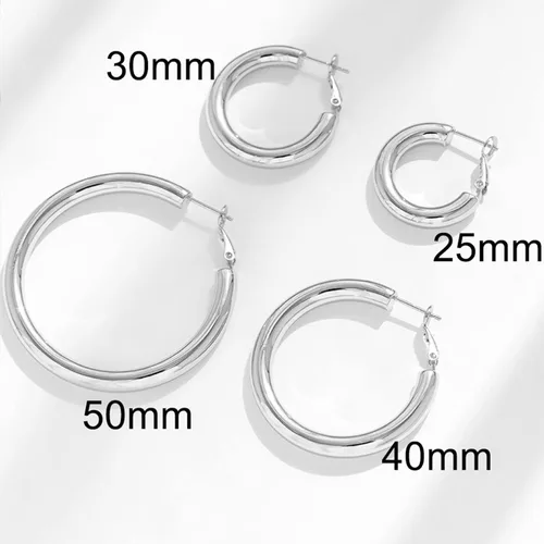 Vista 5 de Aretes de aro de oro grueso, aros ligeros de tubo de aulllow dorados gruesos para mujer, aretes grandes hipoalergénicos de 0.984in, 1.181in
