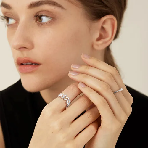 Vista 3 de ChicSilver 925 Sterling Silver Ring Minimalist Teardrop High Polish Tarnish Resistant Comfort Fit Open Adjustable Ring for Women(with Gift Box)
