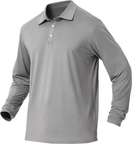 Vista 53 de NAVISKIN Camisas polo de manga larga para hombre, camisas de golf con cuello UPF 50 SPF para hombre, secado rápido, absorbe la humedad