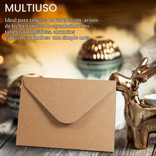 Vista 6 de MATICAN Mini sobres de papel kraft marrón – 100 unidades, 4 x 2.7 pulgadas, perfectos para tarjetas de regalo, bodas, negocios, cumpleaños