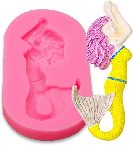 Vista 8 de Moldes de silicona de arcilla de sirena, 4 paquetes de diferentes temas de baile, moldes de chocolate de sirena para galletas, decoración
