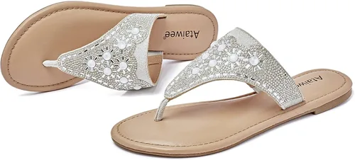 Vista 3 de Ataiwee - Sandalias de verano para mujer, sin cordones, estilo casual, veganas, con tiras