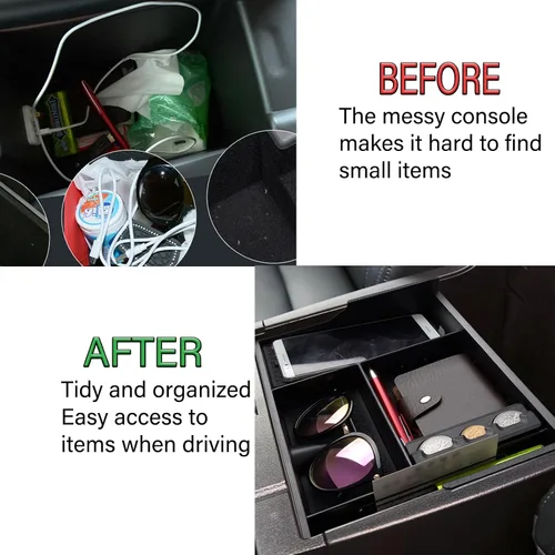 Vista 3 de Compatible con accesorios Toyota Tundra Organizador de bandeja de consola central para Tundra 2007-2020 2021, bandeja de almacenamiento secundario