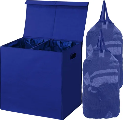 Vista 8 de Simple Houseware - Cesta doble para la ropa sucia, con tapa