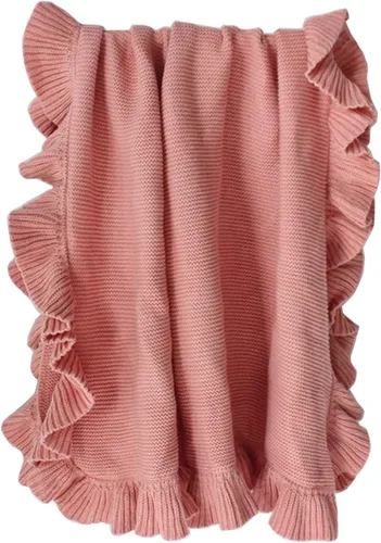 Vista 5 de Manta de punto con borde de volantes para bebé, manta para cuna, no fluorescente, manta de fotos para recién nacidos, manta de bebé, colcha unisex a