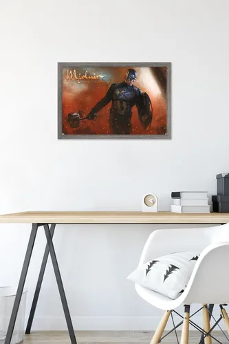 Vista 6 de Trends International Marvel: Year of The Shield - Póster de pared de Mjolnir, 22.4 pulgadas de largo x 14.7 pulgadas, versión enmarcada de madera
