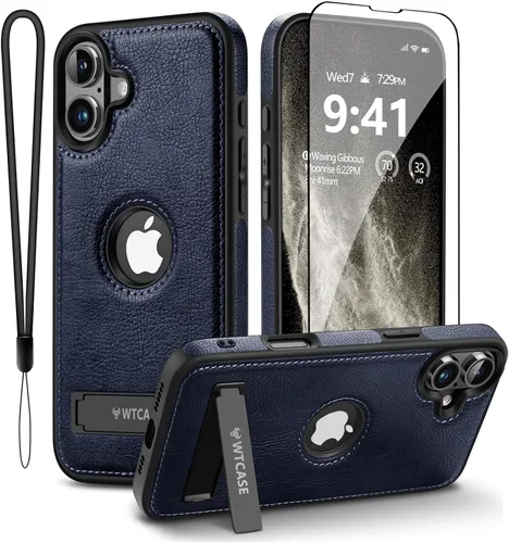 Vista 18 de WTCASE Funda magnética de cuero para iPhone 15, soporte invisible integrado [Compatible con Magsafe] Funda protectora delgada con soporte plegable