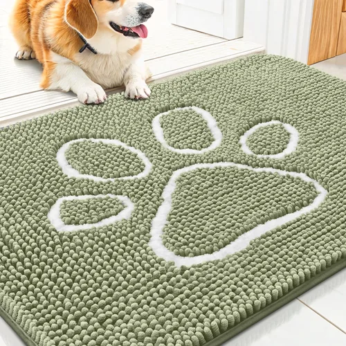 Vista 229 de Smiry Tapete para puerta de perro para patas fangosas, absorbente y Gris y negro