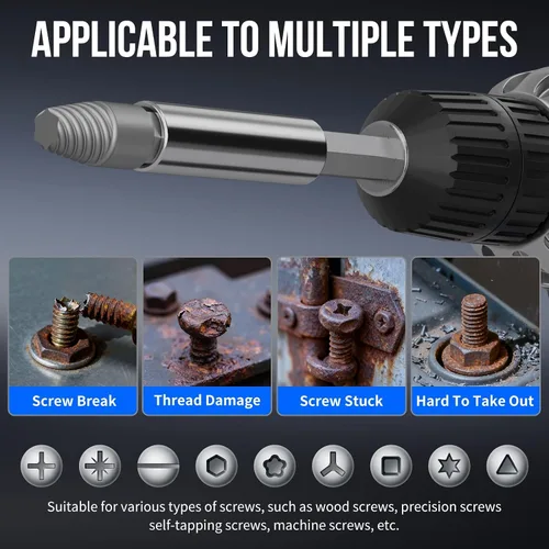 Vista 3 de STREBITO Juego de extractores de tornillos dañados, juego de 32 piezas de extractores de tornillos con eje de extensión magnético y adaptador