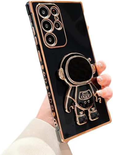 Vista 49 de phylla para Samsung Galaxy A12 Funda de Teléfono con Soporte Oculto de Astronauta Chapado en Oro de Lujo Lindo Astronauta Lateral Lindo