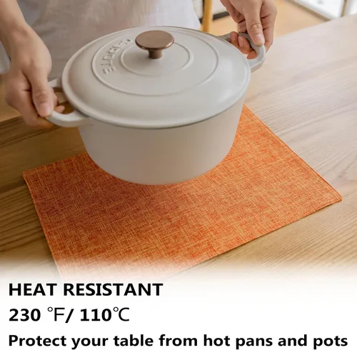 Vista 65 de Demetex - Juego de 4 manteles individuales de mesa de estilo rústico, resistentes al calor, de lino, lavables, de tela, manteles individuales