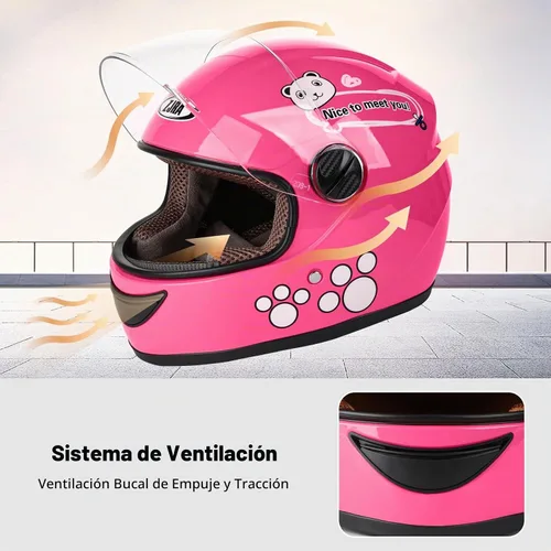Vista 4 de Casco de motocicleta para niños con diseño de panda y guantes de carreras, certificación DOT