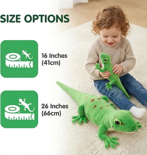 Vista 2 de Day Geckos - Peluche de lagarto realista de 16 pulgadas, peluche de lagarto Geckos de simulación, peluche de cola geckos suave, juguetes de animales