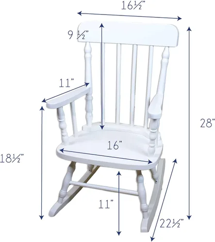Vista 2 de My Bambino Mecedora personalizada de madera blanca para niña, regalo para bebé (arco iris bohemio)
