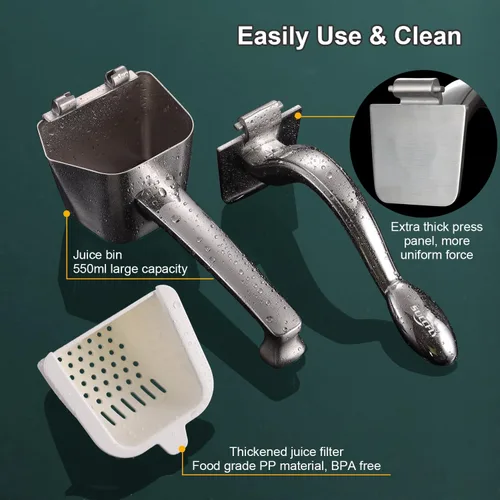 Vista 6 de SUCCFLY Exprimidor de Limón de Acero Inoxidable, Exprimidor Manual de Cítricos Lima Naranja Exprimidor de Frutas Mango Ergonómico Resistente Ahorro
