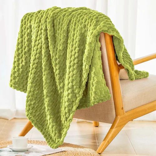 Vista 3 de Bnuitland - Manta de franela verde con estampado de frutas (50x40 pulgadas), 300 GSM, manta de forro polar cálida, suave y ligera para cama o sofá
