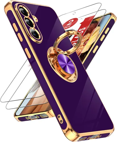 Vista 64 de LeYi Funda para iPhone XR: con Protector de Pantalla de Vidrio Templado [Paquete de 2] Soporte de Anillo Giratorio de 360°, Soporte Magnético