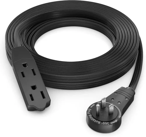 Vista 18 de Maximm - Cable de extensión de enchufe plano giratorio de 360°, 0.30 m, 16 AWG, múltiple, extensión de salida, cable con conexión a tierra, 3 Blanco