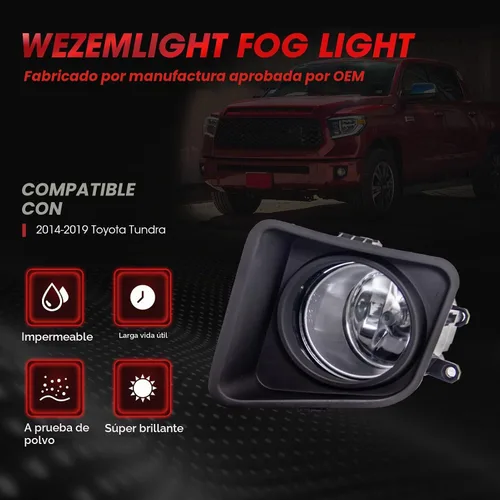 Vista 4 de Conjunto de luz antiniebla para Toyota Tundra 2014-2019 con bombillas halógenas H11 12V 55W, interruptor y kit de cableado