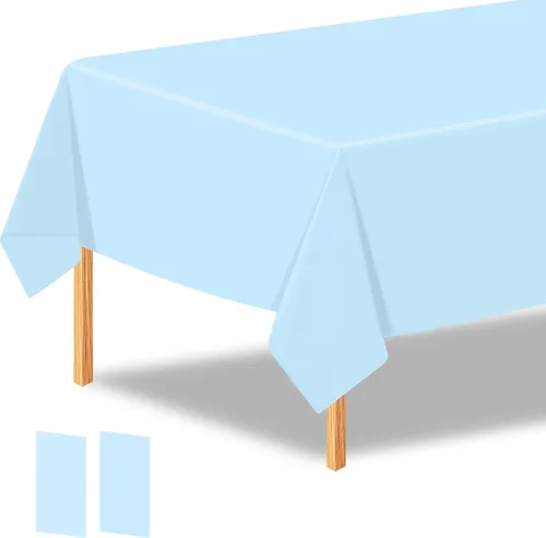 Vista 23 de 2 manteles de plástico color beige, 54 x 108 pulgadas, rectangular, desechables, para cumpleaños, bodas, pícnic, fiestas de vacaciones