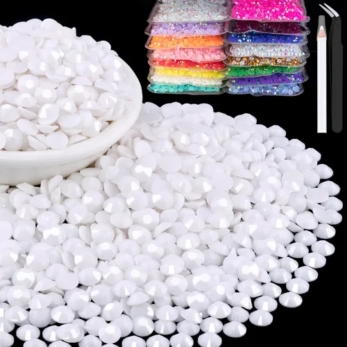 Vista 23 de 15000 diamantes de imitación de resina de 0.079 pulgadas a granel, diamantes de imitación de gelatina redondos negros con parte trasera plana, gemas