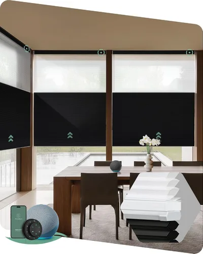 Vista 7 de Yoolax Persianas Celulares Motorizadas de Día y Noche con Control Remoto, Persianas Inteligentes de Arriba Hacia Abajo Compatibles con Alexa