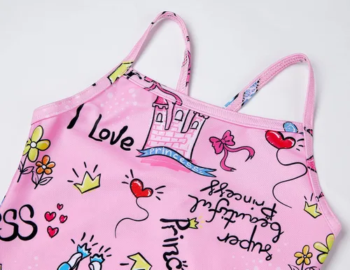 Vista 3 de TENVDA Trajes de baño de una pieza para niñas, traje de baño deportivo con cuello halter