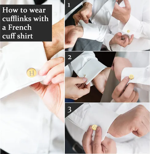 Vista 4 de LOYALLOOK 4Pcs Stainless Steel Engraved Initial Cufflinks and Tie Bar Money Clip Set Personalized Button Shirt Initials Tie Clip Alphabet Letter A-Z