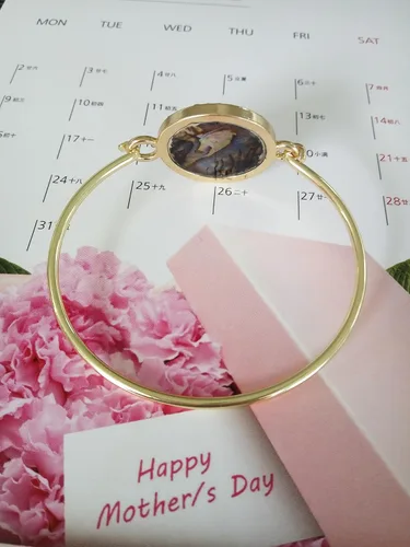 Vista 3 de MANZHEN Pulsera de cristal con diseño de estrella de David de abulón con dije judío