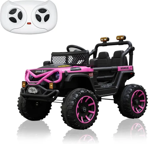 Vista 10 de Vehículo de 12 V para niños estilo Jeep con control remoto, música e historias Bluetooth, faros LED, absorción de golpes, puertas dobles con Negro