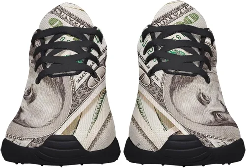 Vista 3 de Zapatillas de deporte ultraligeras para correr con estampado de billetes de 100 dólares para caminar