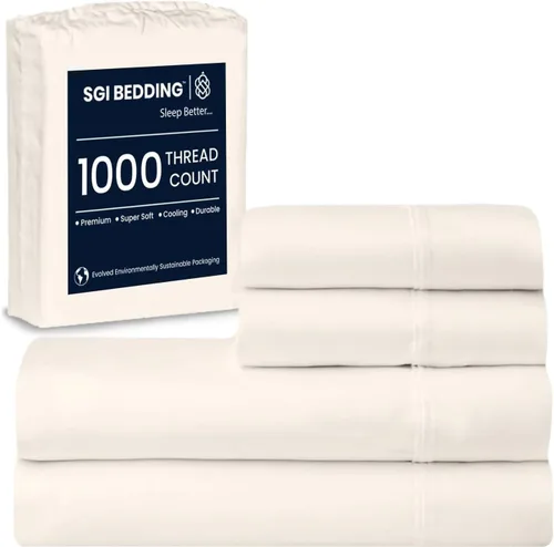 Vista 9 de SGI bedding Sábanas 100% algodón egipcio tamaño individual – Sábanas refrescantes, ropa de cama blanca suave y transpirable, ropa de cama de lujo