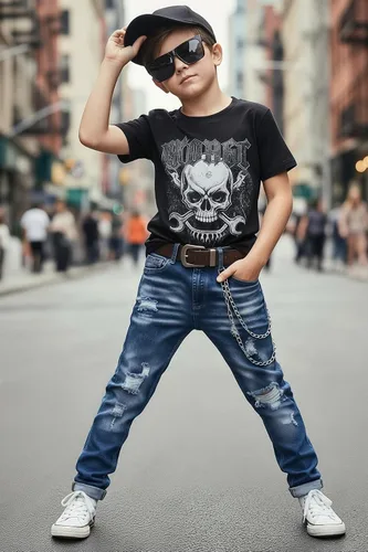 Vista 2 de Boy's Skinny Fit Ripped Destroyed Distressed Stretch Slim Jeans Pants