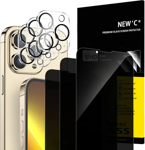Vista 10 de NEW'C 3x Protector de privacidad para pantalla de iPhone 13 (15,49 cm) + 3x Protector de lente de cámara, protección del sensor, película de vidrio