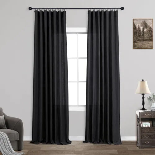 Vista 43 de KOUFALL Juego de 2 cortinas de puerta francesa, cortinas de lino para puerta/ventana, cortina transparente boho para cristal lateral delantero