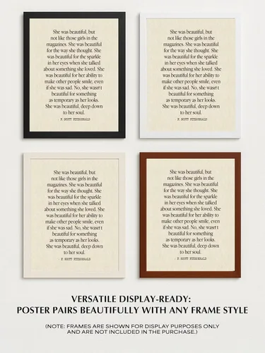 Vista 8 de AMERICAN LUXURY GIFTS She Was Beautiful Inspirational Wall Decor Print - 11x14 F. Scott Fitzgerald Quote Print For Living Room Decor, Bedroom Decor