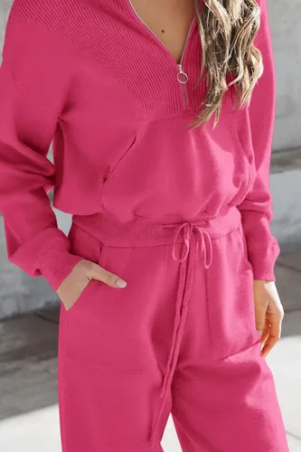 Vista 146 de PRETTYGARDEN Conjunto de suéter de 2 piezas para mujer, sudadera con cremallera, pantalones deportivos, ropa casual