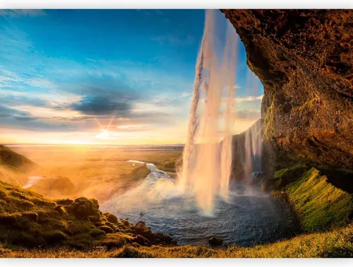 Vista 10 de artgeist Mural de pared Cascada de 116 x 83 pulgadas - Papel tapiz autoadhesivo extraíble de gran tamaño para decoración de pared, diseño de #06