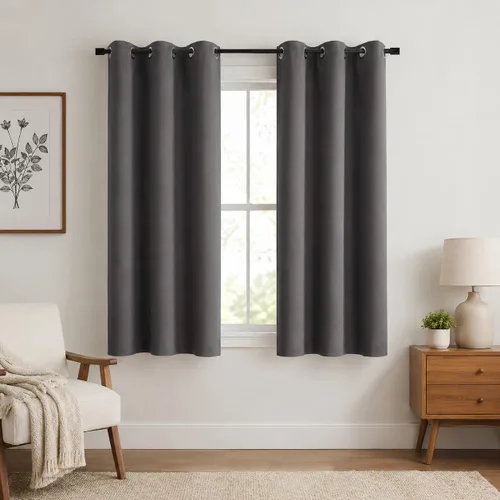 Vista 31 de Aquazolax Cortinas opacas de 45 pulgadas de largo, juego de 2 paneles para guardería, cortinas de tratamiento de ventanas con aislamiento térmico