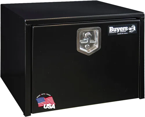 Vista 24 de Buyers Products 1703349 - Caja de acero negro para debajo de la carrocería con pestillo de mango en T, 14 x 12 x 18 pulgadas, caja de herramientas