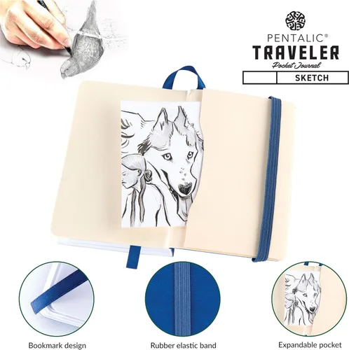 Vista 4 de Cuaderno de bocetos Travelers Dot Grid Pentalic Art, libre de ácidos