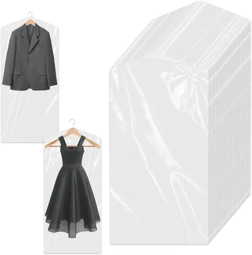 Vista 8 de Paquete de 100 bolsas de plástico para limpieza en seco de 23.6 x 35.4 pulgadas, bolsas de ropa para colgar ropa, cubiertas transparentes