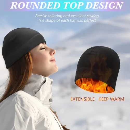 Vista 4 de SATINIOR 6 gorros cálidos de invierno con forro polar y guantes térmicos antideslizantes para pantalla táctil