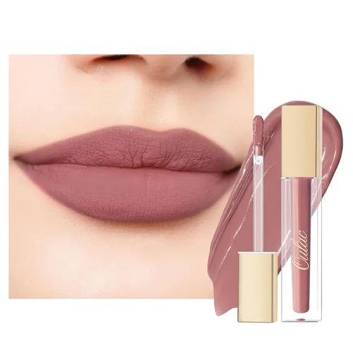 Vista 28 de Oulac Lápiz labial mate rosa para mujeres, lápiz labial líquido duradero de color rosa intenso, color de labios de alto impacto con cobertura total