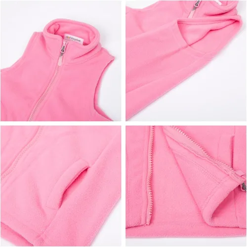 Vista 6 de Mud Kingdom Chaleco de forro polar para niños y niñas, chaleco liso con cremallera completa, sin mangas