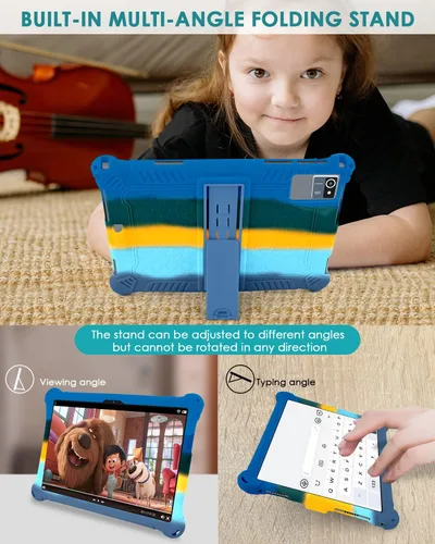 Vista 4 de DETUOSI Funda de silicona para tablet Okaysea de 10,1 pulgadas con lápiz stylus y correa para el hombro, funda con soporte multiángulo, funda suave