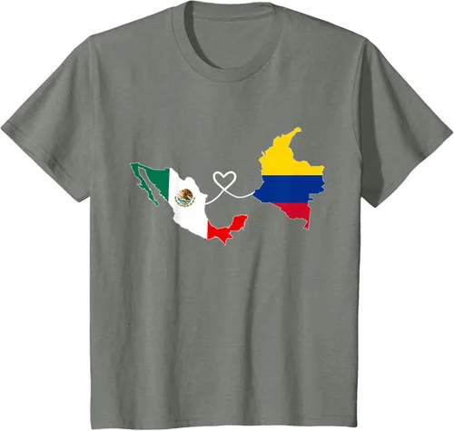 Vista 81 de Camiseta Half Colombian Half Mexican Flag Map DNA Mexico Colombia