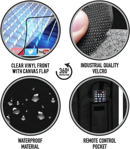 Vista 6 de Funda de TV para exteriores con parte delantera transparente, protector universal resistente a la intemperie para TV de 40 a 42 pulgadas, se adapta