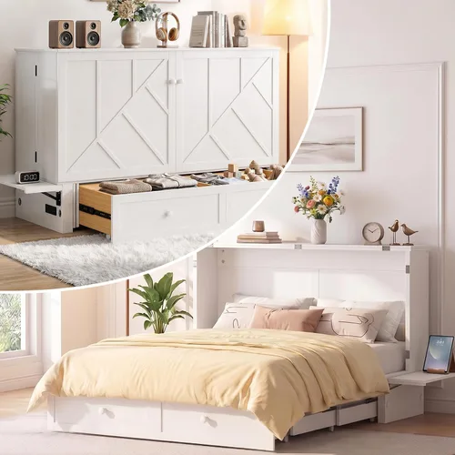 Vista 10 de Mjkone Murphy - Cama de gabinete con colchón plegable de tres piezas